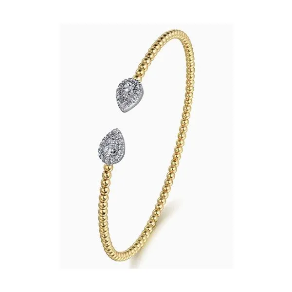 14K White & Yellow Gold Diamond Pear Shape Bangle Hannoush Jewelers, Inc. Albany, NY