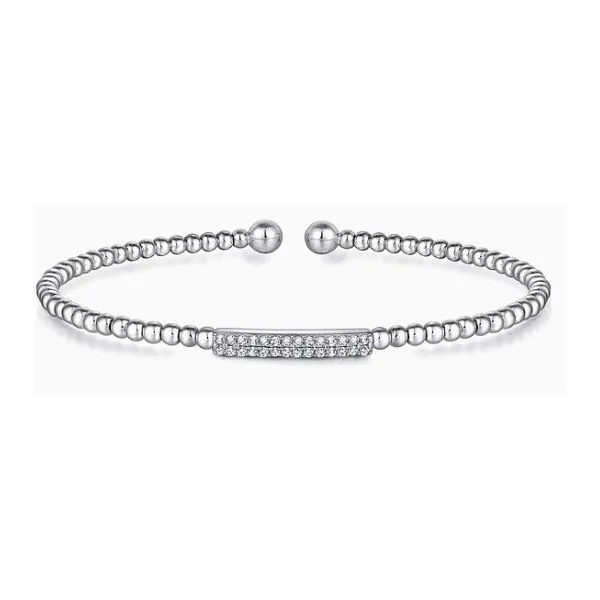 14K White Gold Diamond Bead Split Cuff Hannoush Jewelers, Inc. Albany, NY