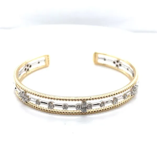 Gabriel & Co 14K Yellow and White Gold Diamond Cuff Bracelet Hannoush Jewelers, Inc. Albany, NY