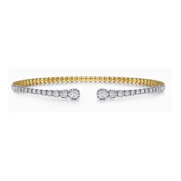 Gabriel & Co 14K Yellow and White Gold Split Cuff Bracelet Hannoush Jewelers, Inc. Albany, NY