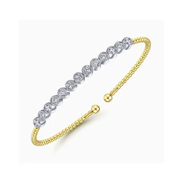Gabriel & Co 14K White and Yellow Gold Diamond Bangle Hannoush Jewelers, Inc. Albany, NY