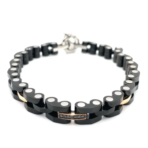 Rose Gold and Stainless Steel Women's Bracelet with Black Diamonds Hannoush Jewelers, Inc. Albany, NY