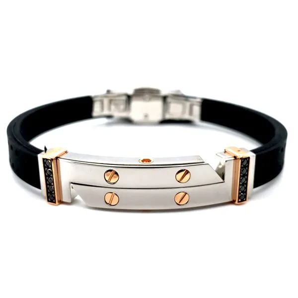 Mens Rose Gold and Stainless Steel Bracelet