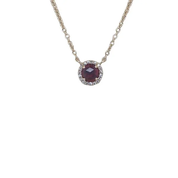 14K Yellow Gold Round Garnet Pendant Necklace Hannoush Jewelers, Inc. Albany, NY