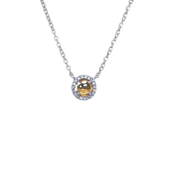 14K White Gold Round Citrine Pendant Necklace Hannoush Jewelers, Inc. Albany, NY