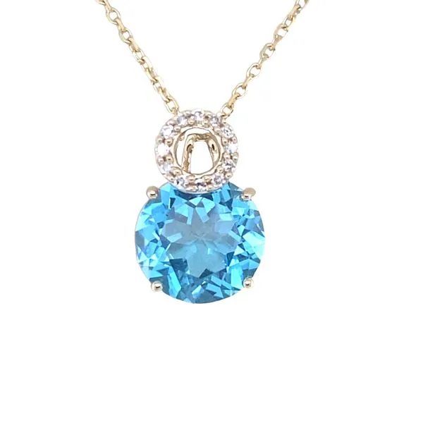 Blue Topaz and Diamond Circle Pendant Necklace Hannoush Jewelers, Inc. Albany, NY