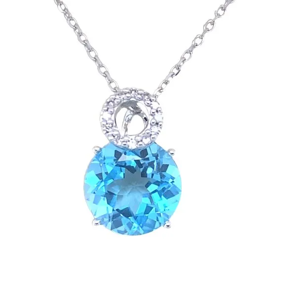 Blue Topaz and Diamond Circle Pendant Necklace Hannoush Jewelers, Inc. Albany, NY
