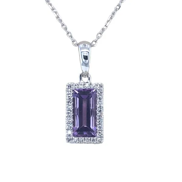 14K White Gold Amethyst and Diamond Pendant Necklace Hannoush Jewelers, Inc. Albany, NY