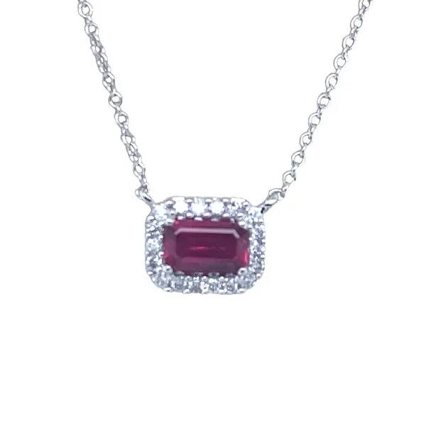 14K White Gold Ruby and Diamond Pendant Necklace Hannoush Jewelers, Inc. Albany, NY