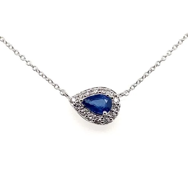 14K White Gold Sapphire and Diamond Pendant Necklace Hannoush Jewelers, Inc. Albany, NY