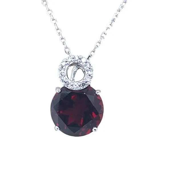 14K White Gold Garnet and Diamond Pendant Necklace Hannoush Jewelers, Inc. Albany, NY