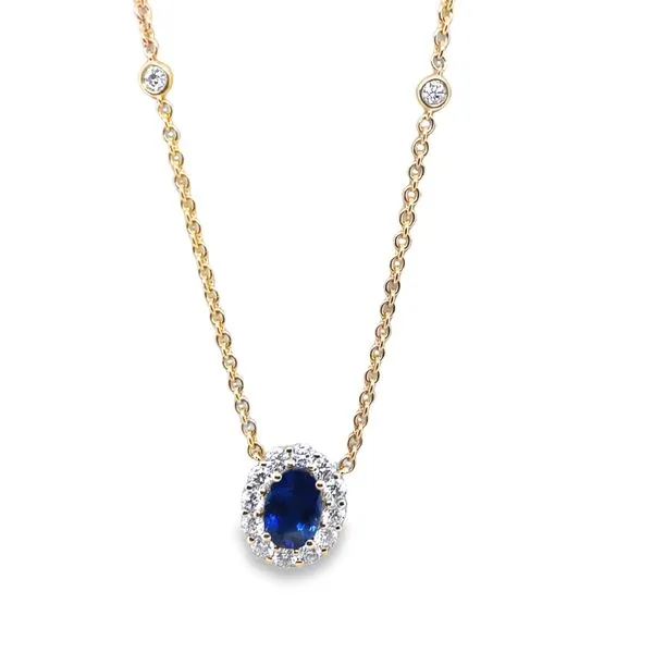 18K Yellow Gold Sapphire and Diamond Pendant Necklace Hannoush Jewelers, Inc. Albany, NY
