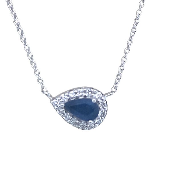 14K White Gold Sapphire and Diamond Pendant Necklace Hannoush Jewelers, Inc. Albany, NY
