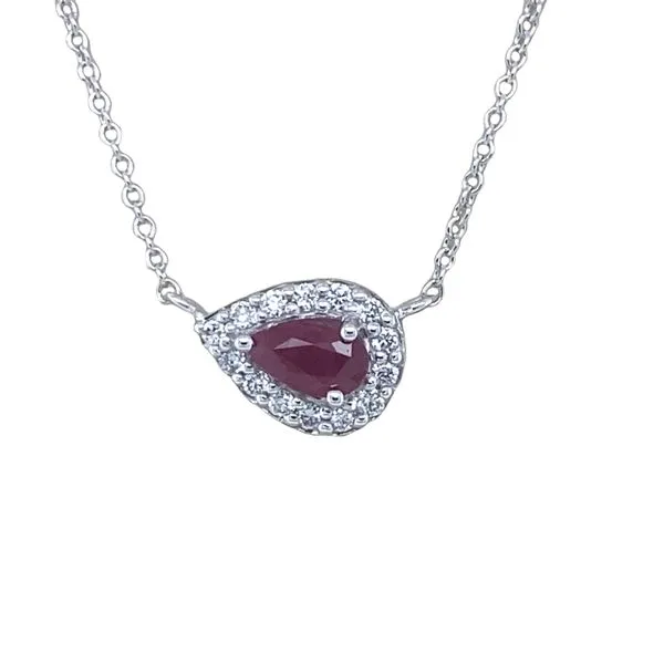 14K White Gold Ruby Diamond Pendant Necklace Hannoush Jewelers, Inc. Albany, NY