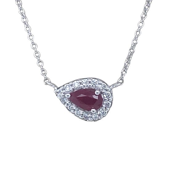 14K White Gold Ruby Diamond Pendant Necklace Hannoush Jewelers, Inc. Albany, NY