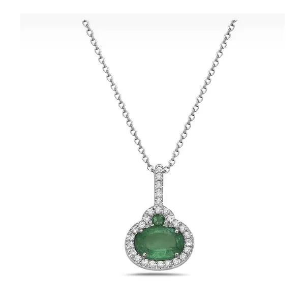 14K White Gold Emerald Pendant Necklace Hannoush Jewelers, Inc. Albany, NY
