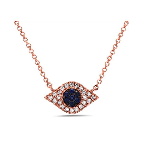 14K Rose Gold Sapphire Diamond Eye Necklace Hannoush Jewelers, Inc. Albany, NY