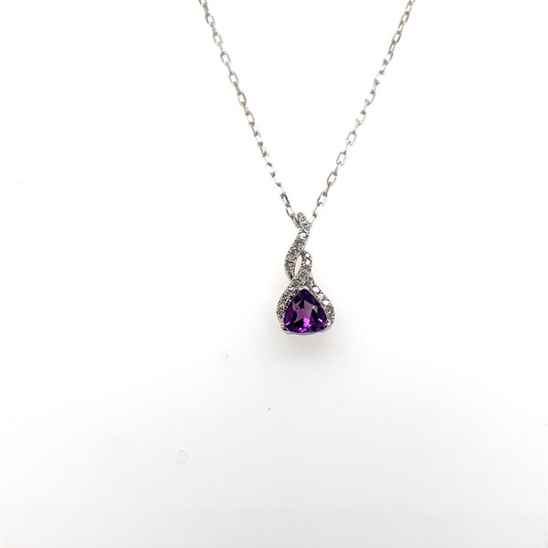 14K White Gold Amethyst & Diamond Musical Note Necklace Hannoush Jewelers, Inc. Albany, NY