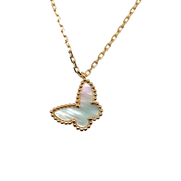 18K Yellow Gold Mother of Pearl Butterfly Necklace Hannoush Jewelers, Inc. Albany, NY