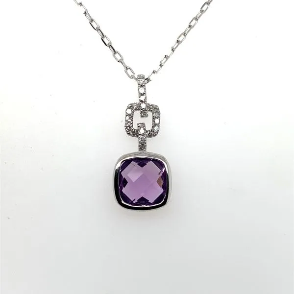 14K White Gold Amethyst and Diamond Pendant Necklace Hannoush Jewelers, Inc. Albany, NY