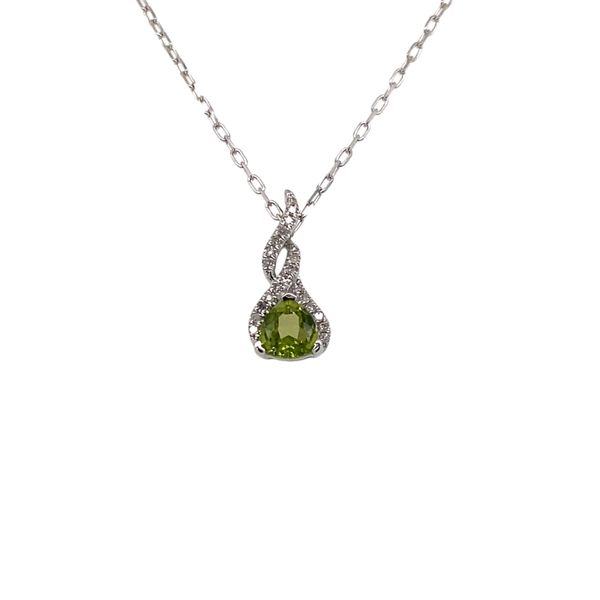 14K White Gold Peridot and Diamond Musical Note Necklace Hannoush Jewelers, Inc. Albany, NY