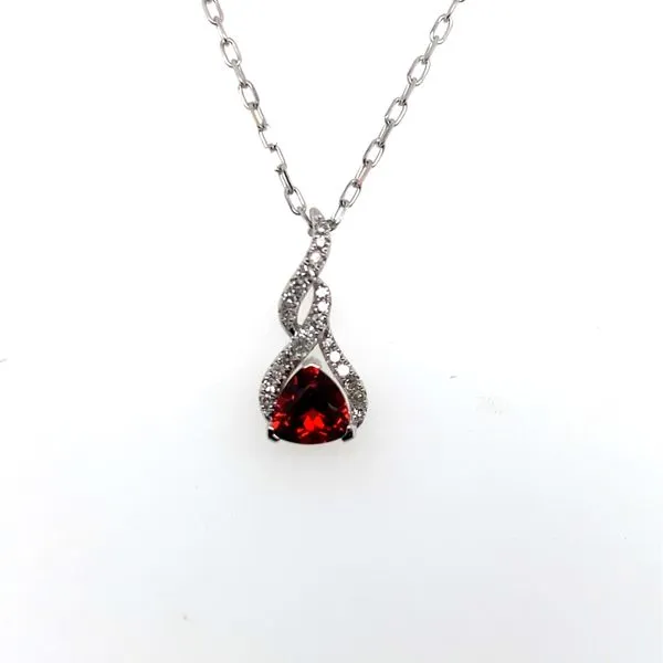 14K White Gold Garnet and Diamond Tear Drop Pendant Hannoush Jewelers, Inc. Albany, NY