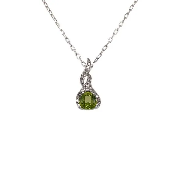 14K White Gold Peridot and Diamond Musical Note Necklace Hannoush Jewelers, Inc. Albany, NY