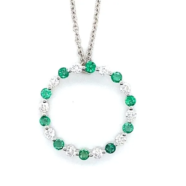 18K White Gold Emerald Circle Necklace Hannoush Jewelers, Inc. Albany, NY