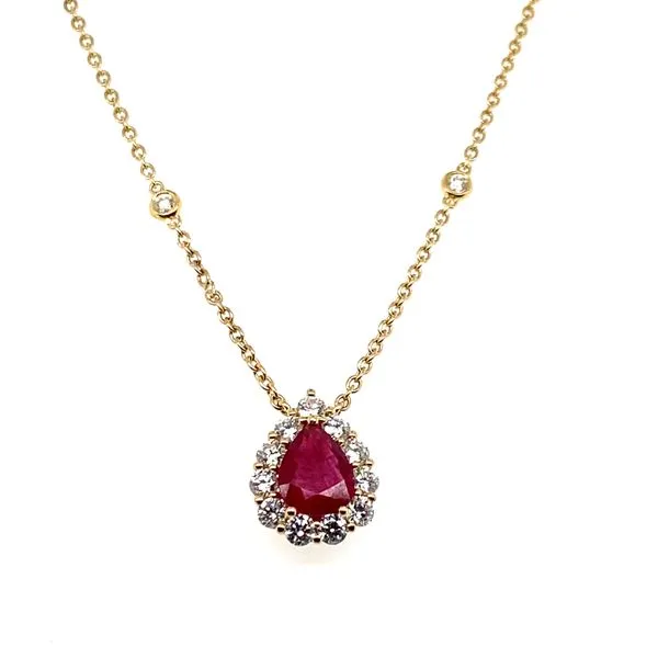 18K White Gold Ruby Tear Drop Pendant Necklace Hannoush Jewelers, Inc. Albany, NY