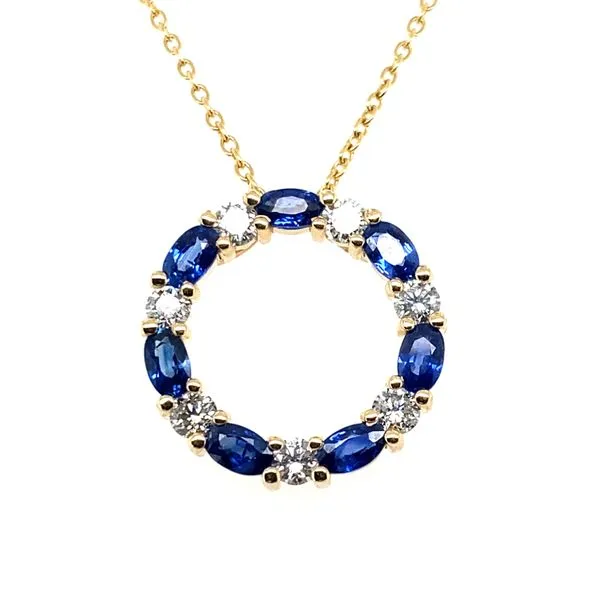 14K Yellow Gold Sapphire Circle Pendant Necklace Hannoush Jewelers, Inc. Albany, NY