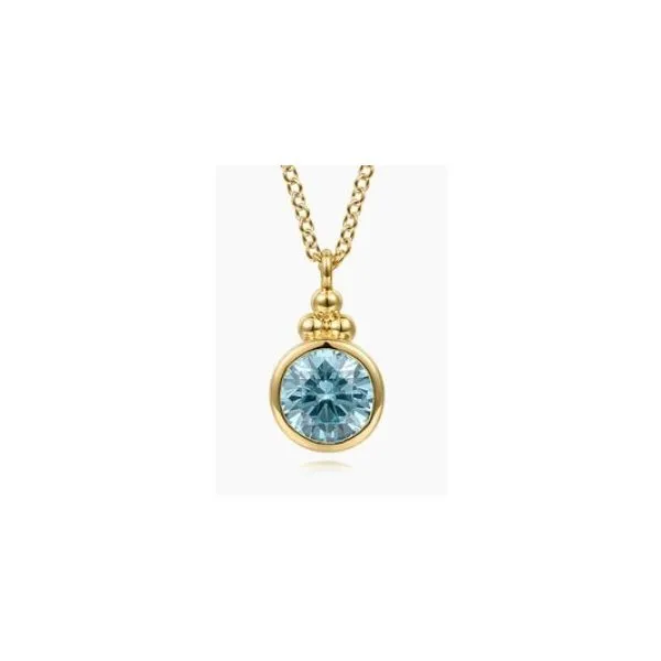 Gabriel & Co 14K Yellow Gold Blue Topaz Bujukan Drop Pendant Necklace Hannoush Jewelers, Inc. Albany, NY