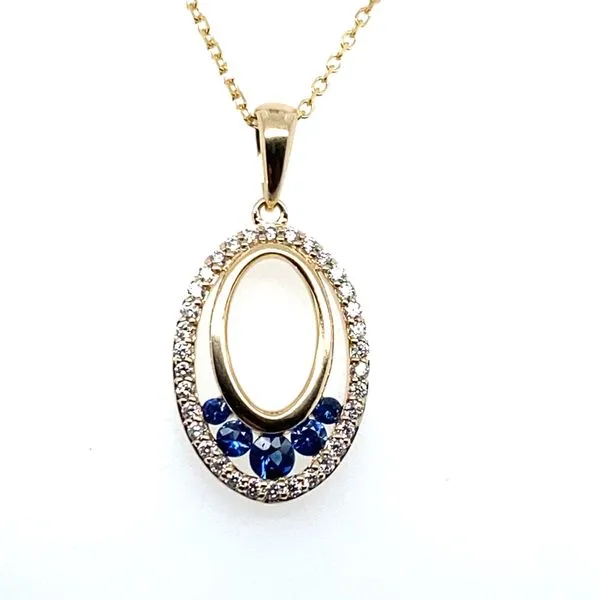 14K Yellow Gold Sapphire Double Oval Shape Pendant Necklace Hannoush Jewelers, Inc. Albany, NY