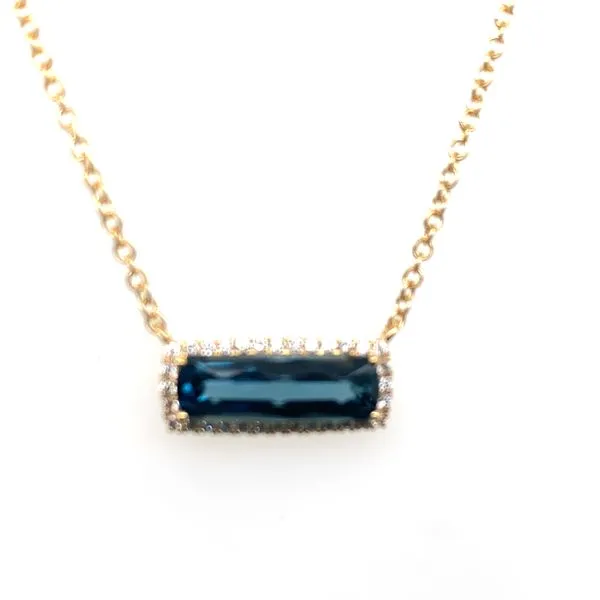 Doves 18K Yellow Gold Blue Topaz and Diamonds Necklace Hannoush Jewelers, Inc. Albany, NY