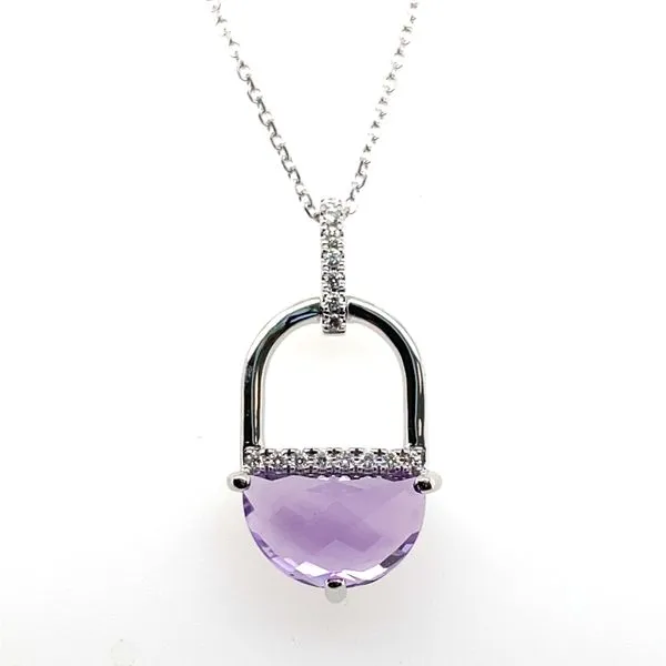 14K White Gold Amethyst and Diamonds Pendant Necklace Hannoush Jewelers, Inc. Albany, NY