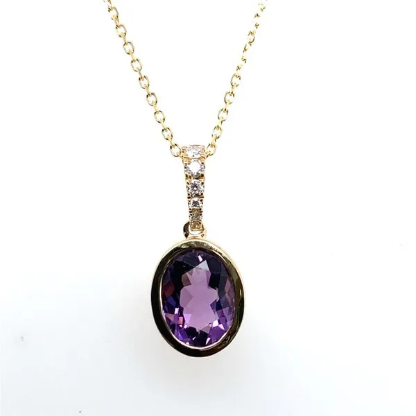 14K Yellow Gold Amethyst and Diamonds Pendant Necklace Hannoush Jewelers, Inc. Albany, NY