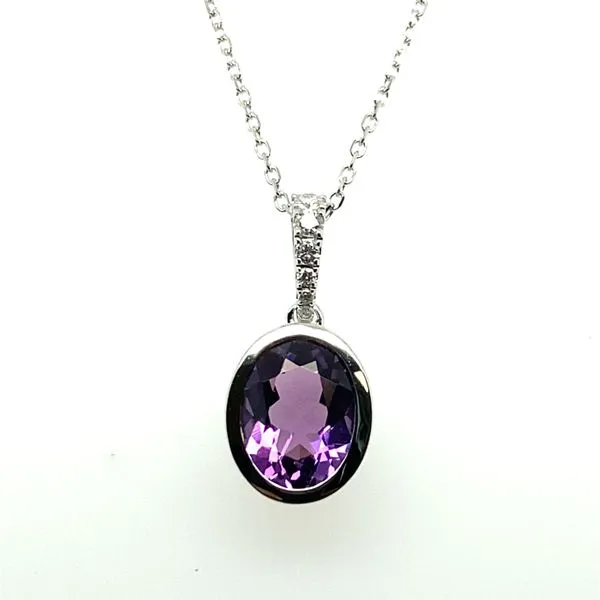 14K White Gold Amethyst and Diamond Pendant Necklace Hannoush Jewelers, Inc. Albany, NY