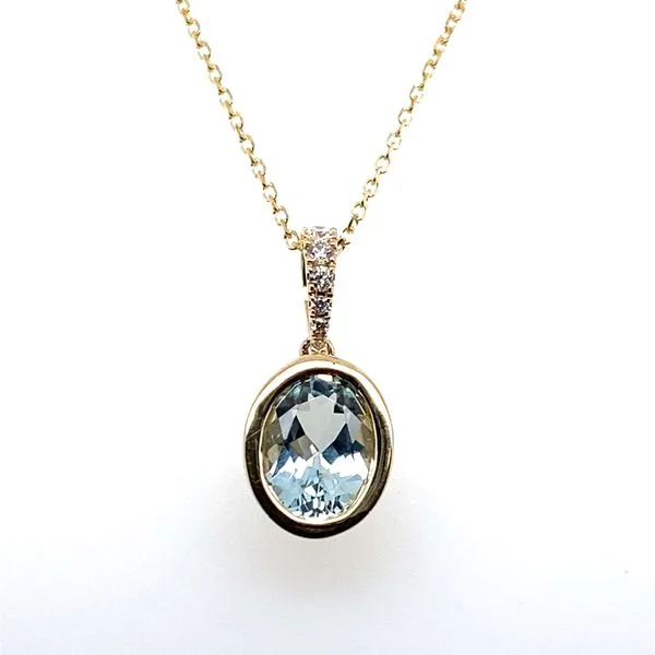 14K Yellow Gold Aqua and Diamond Pendant Necklace Hannoush Jewelers, Inc. Albany, NY