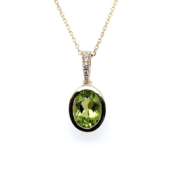 14K Yellow Gold Peridot and Diamond Pendant Necklace Hannoush Jewelers, Inc. Albany, NY
