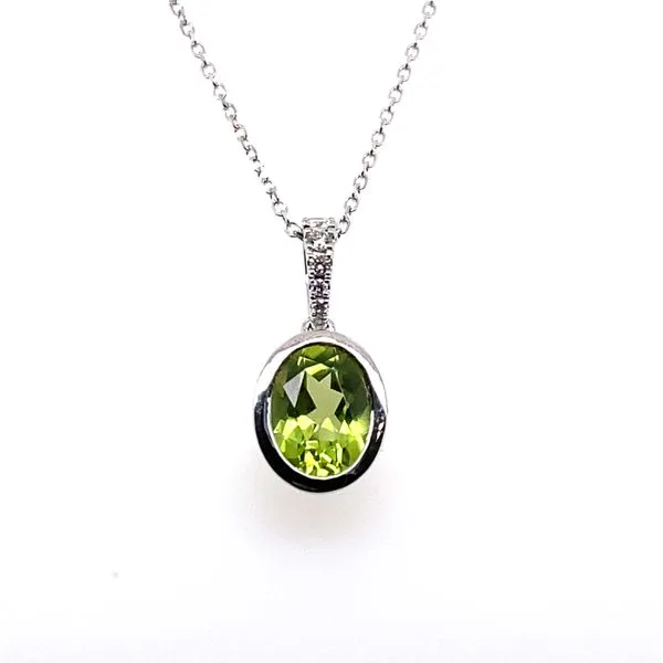 14K White Gold Peridot and Diamond Pendant Necklace Hannoush Jewelers, Inc. Albany, NY