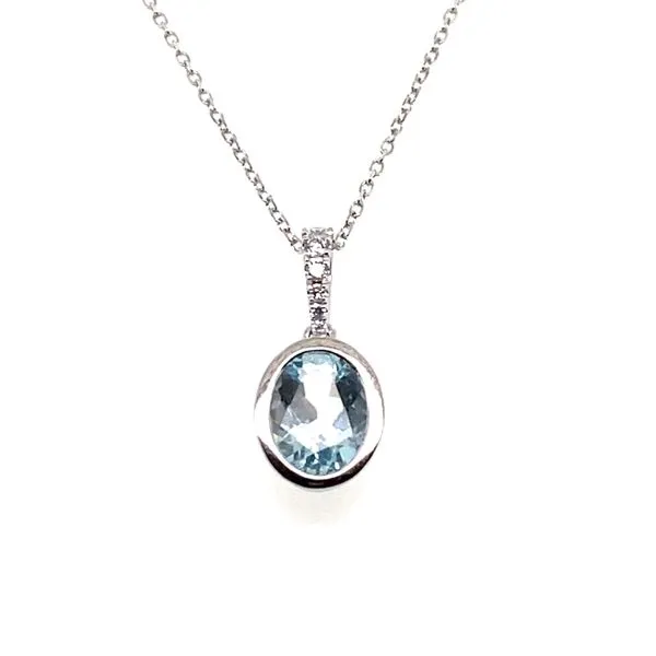 14K White Gold Aqua and Diamond Pendant Necklace Hannoush Jewelers, Inc. Albany, NY