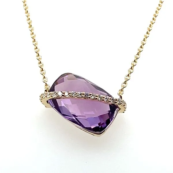 14K Yellow Gold Amethyst and Diamond Pendant Necklace Hannoush Jewelers, Inc. Albany, NY