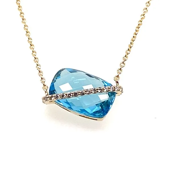 14K Yellow Gold Blue Topaz and Diamond Pendant Hannoush Jewelers, Inc. Albany, NY