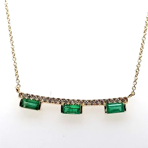 14K Yellow Gold Emerald and Diamond Bar Necklace Hannoush Jewelers, Inc. Albany, NY