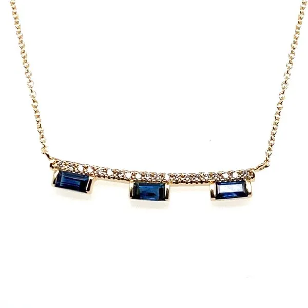 14K Yellow Gold Sapphire and Diamond Bar Necklace Hannoush Jewelers, Inc. Albany, NY