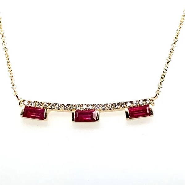14K Yellow Gold Ruby and Diamond Bar Necklace Hannoush Jewelers, Inc. Albany, NY
