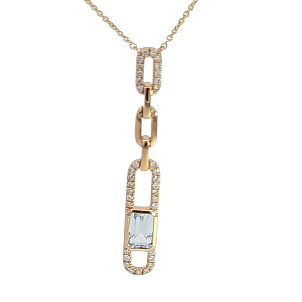 14K Yellow Gold Blue Topaz and Diamond Necklace Hannoush Jewelers, Inc. Albany, NY