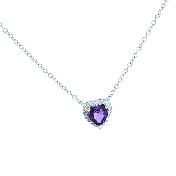 LDS 14K White Gold Amethyst and Diamond Pendant Necklace Hannoush Jewelers, Inc. Albany, NY