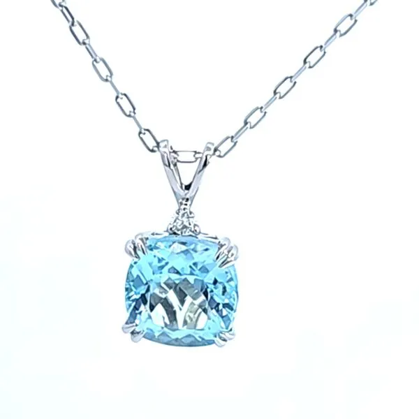 14K White Gold Blue Topaz Pendant Necklace Hannoush Jewelers, Inc. Albany, NY