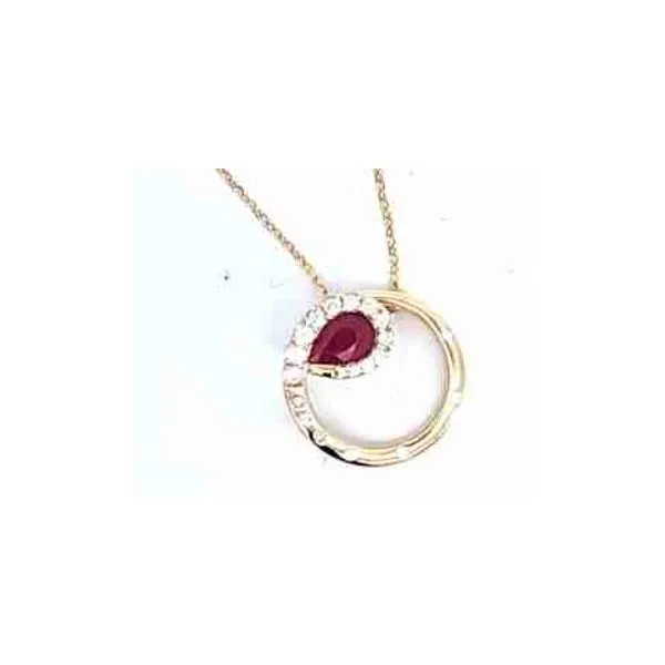 14K Yellow Gold Ruby and Diamond Pendant Necklace Hannoush Jewelers, Inc. Albany, NY