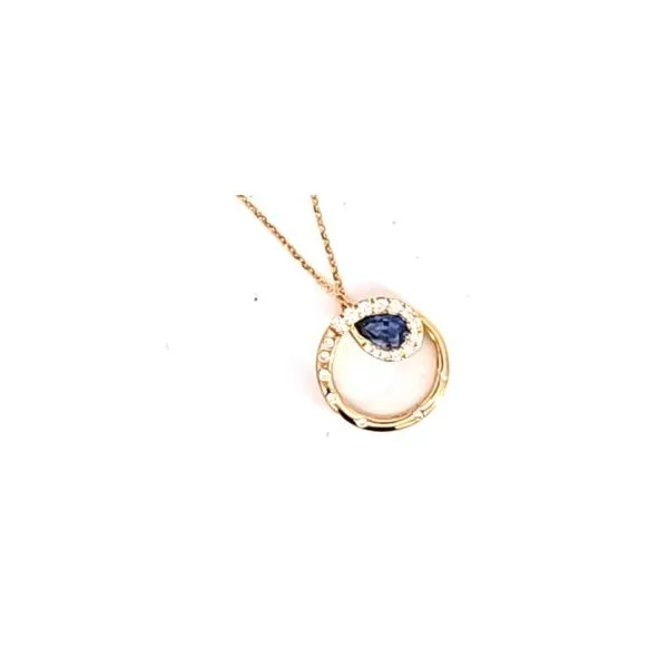 14K Yellow Gold Sapphire and Diamond Pendant Necklace Hannoush Jewelers, Inc. Albany, NY